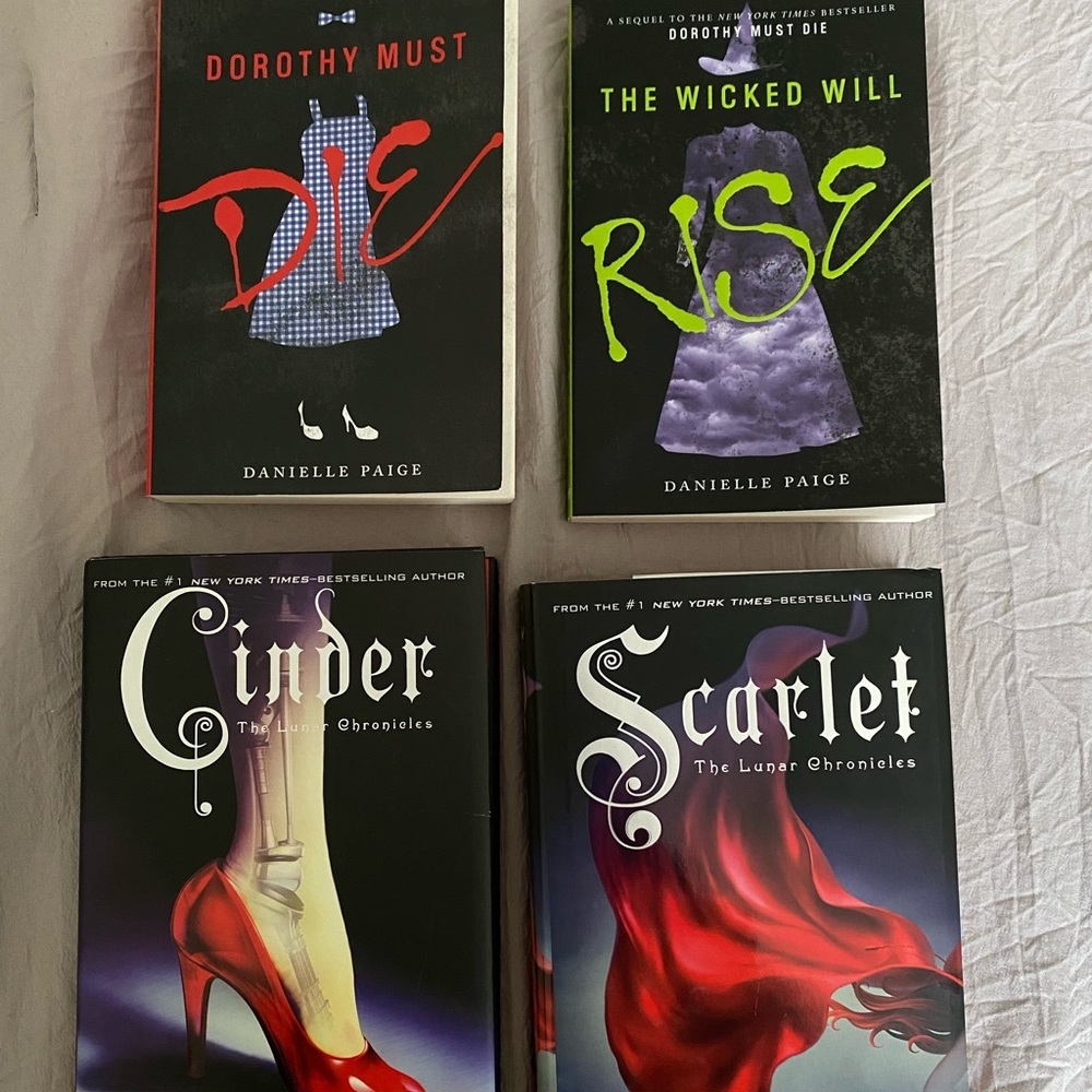 4 Book Bundle; Dorothy Must Die, The Wicked Will Rise, Cinder, Scarlet